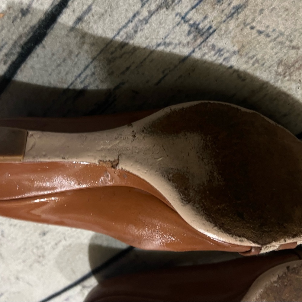 Salvatore Ferragamo Brown and Cream Flats with Gold Accents - Picture 11 of 11